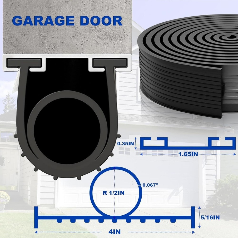 10Ft Garage Door Bottom Waterproof Rubber Buffering Seals Strip Universal
