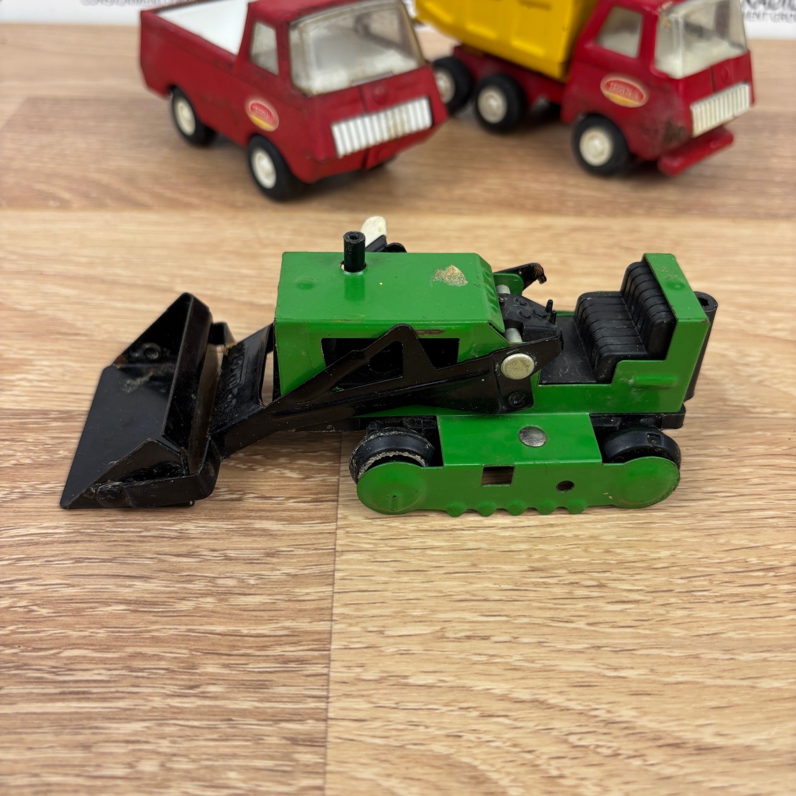 Vintage Tonka Steel Dump Truck and Pickup Truck Lot Red Yellow Green