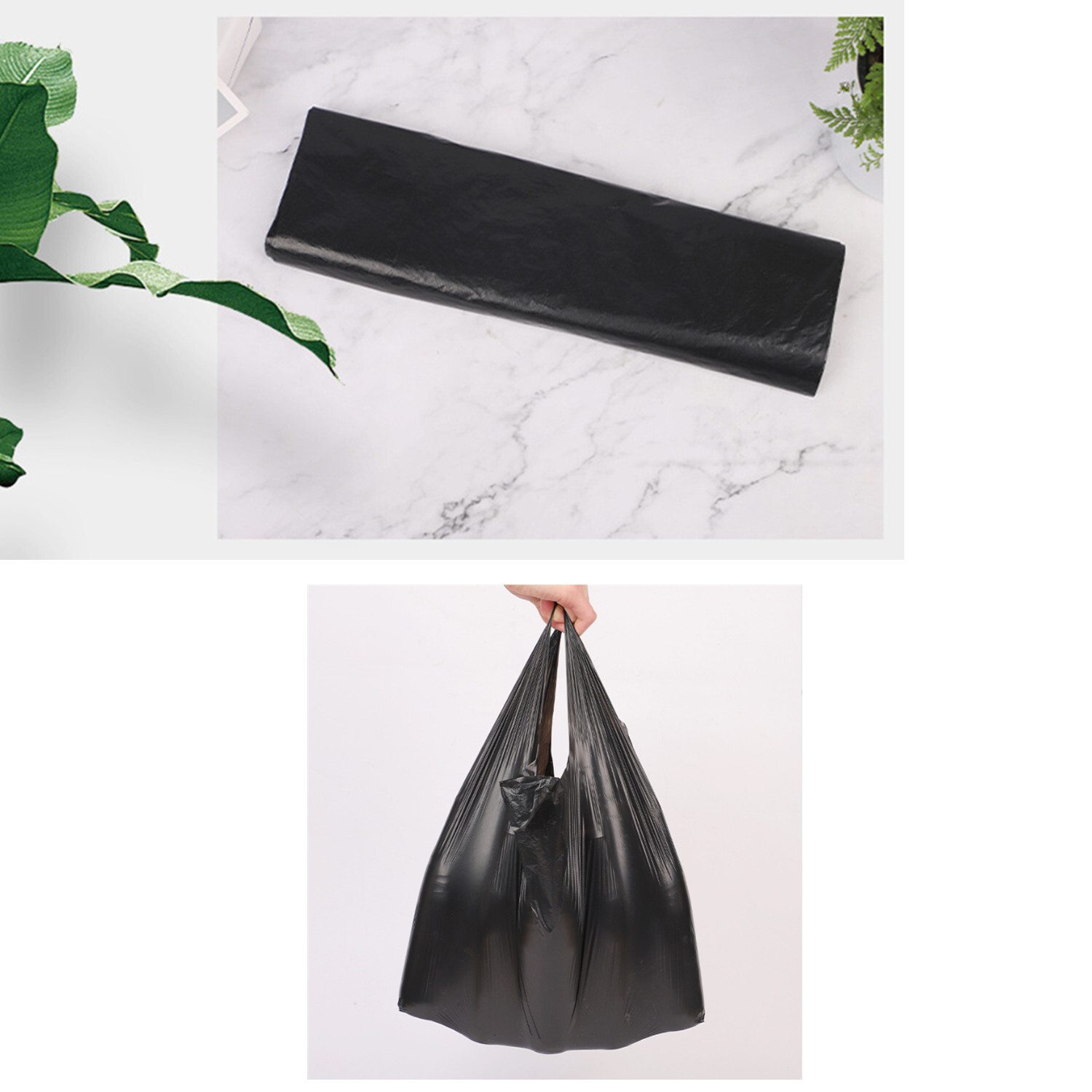 50-600 Pcs T-Shirt Bag Black Plastic Bag Carry Out for Shopping 17.5"x 6"x 10"