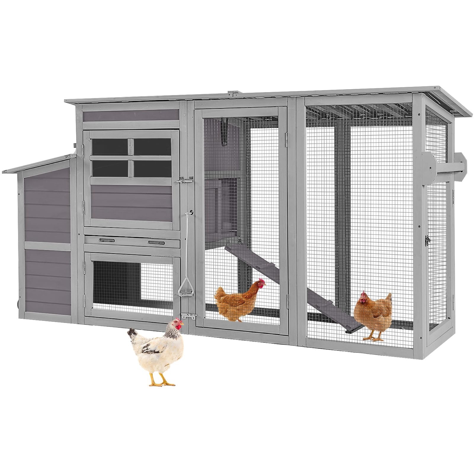 Aivituvin Chicken Coop Mobile House with Wheels Wooden Hen House Poultry Cage