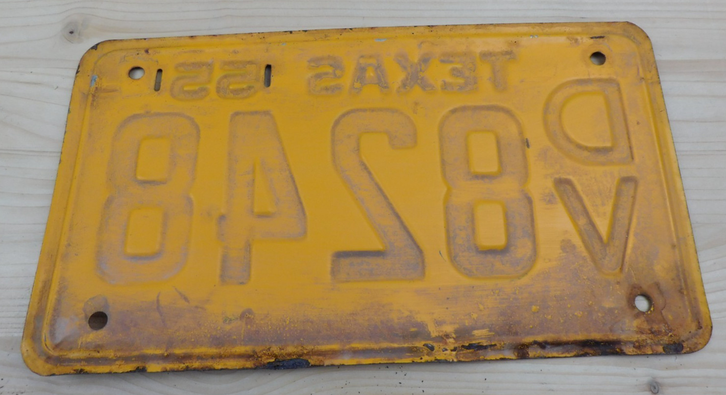 Vintage Original 1955 Texas License Plate Tag # DV 8248