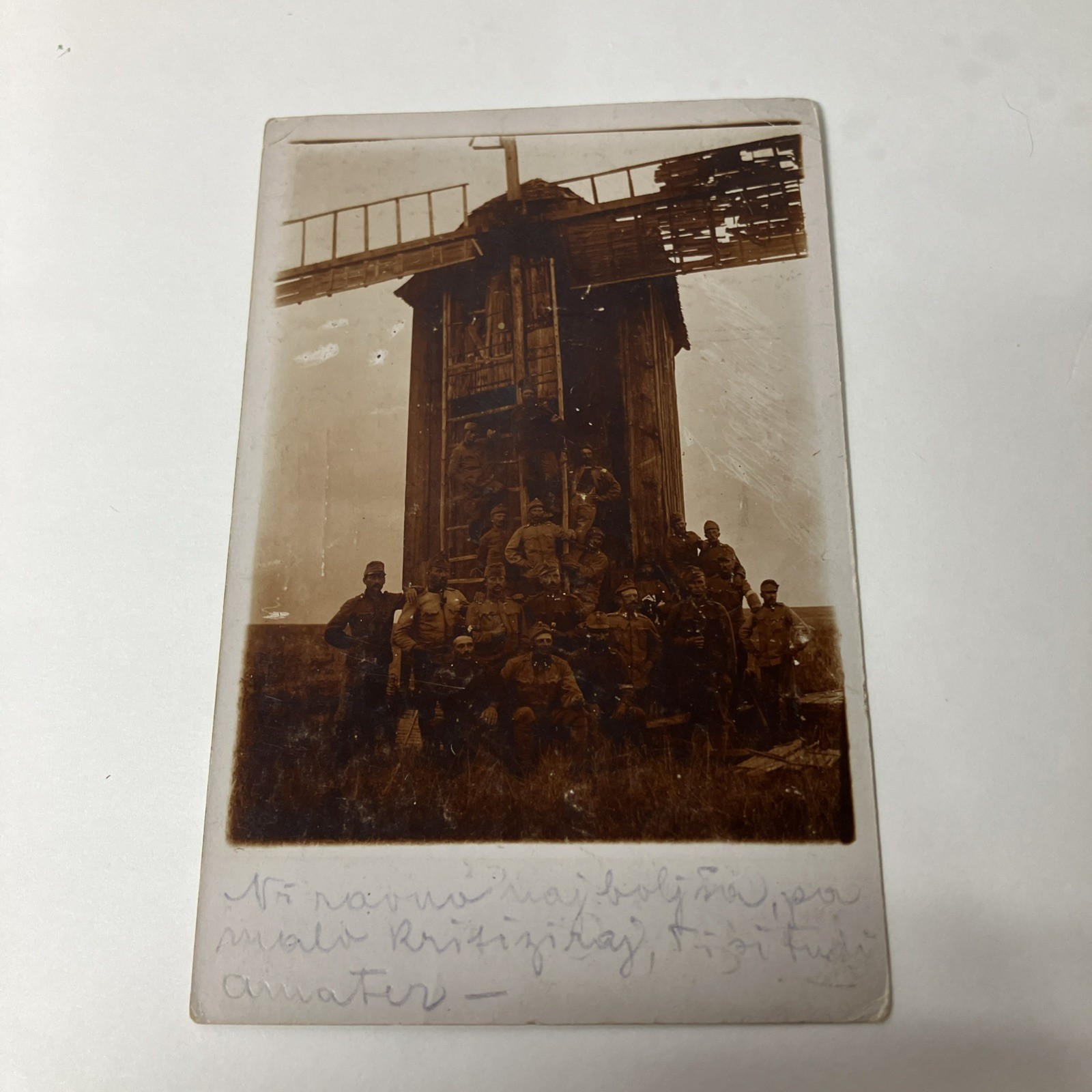 World War I WWI RPPC Photo Postcard Military Soldiers Windmill