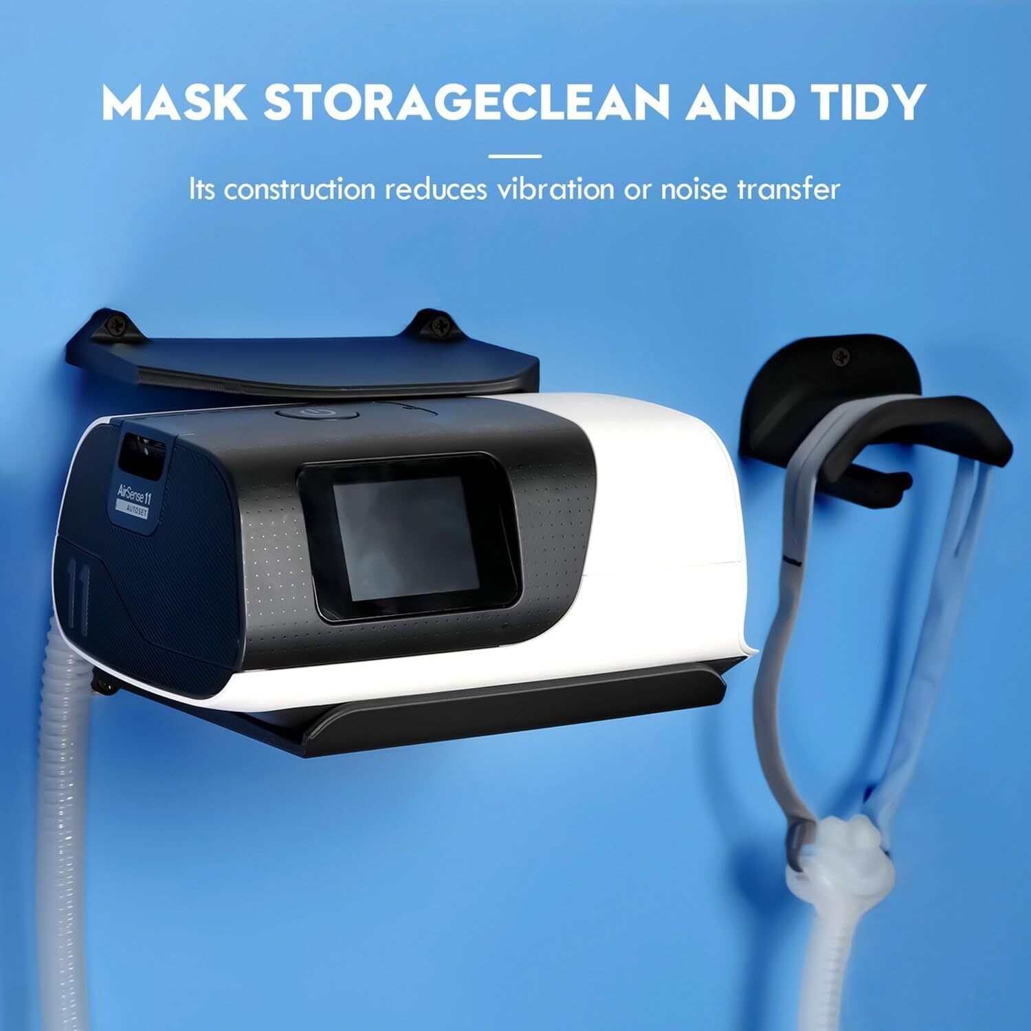 Cpap Wall Mount Shelf for AirSense11 with Cpap Hose Hanger&Mask Hook,Save Space