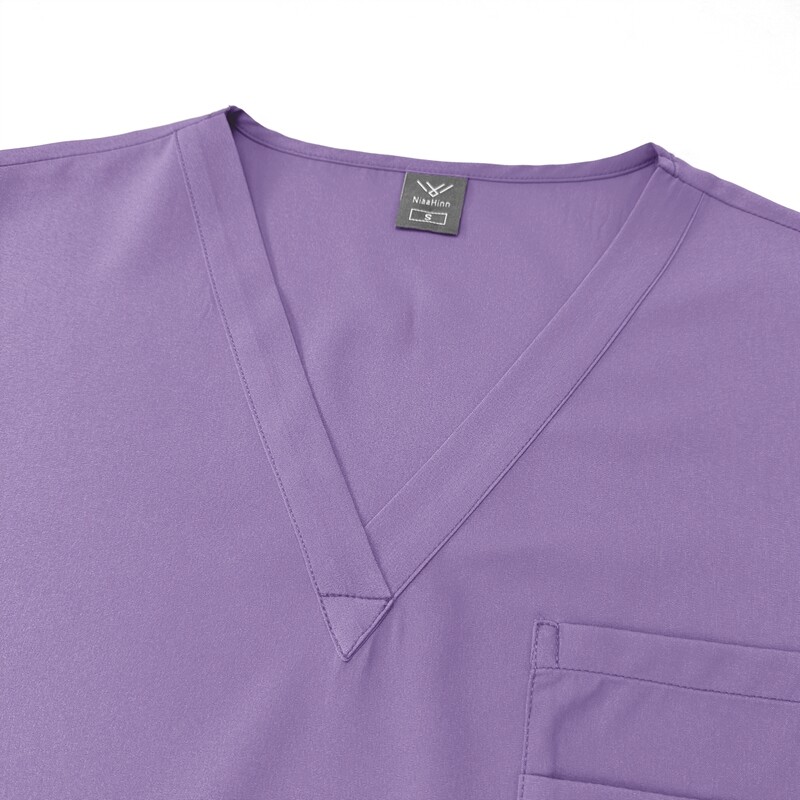 Unisex STRETCH Scrub Set Solid V-Neck Top Not-joger Pant Men Women Nurse Uniform