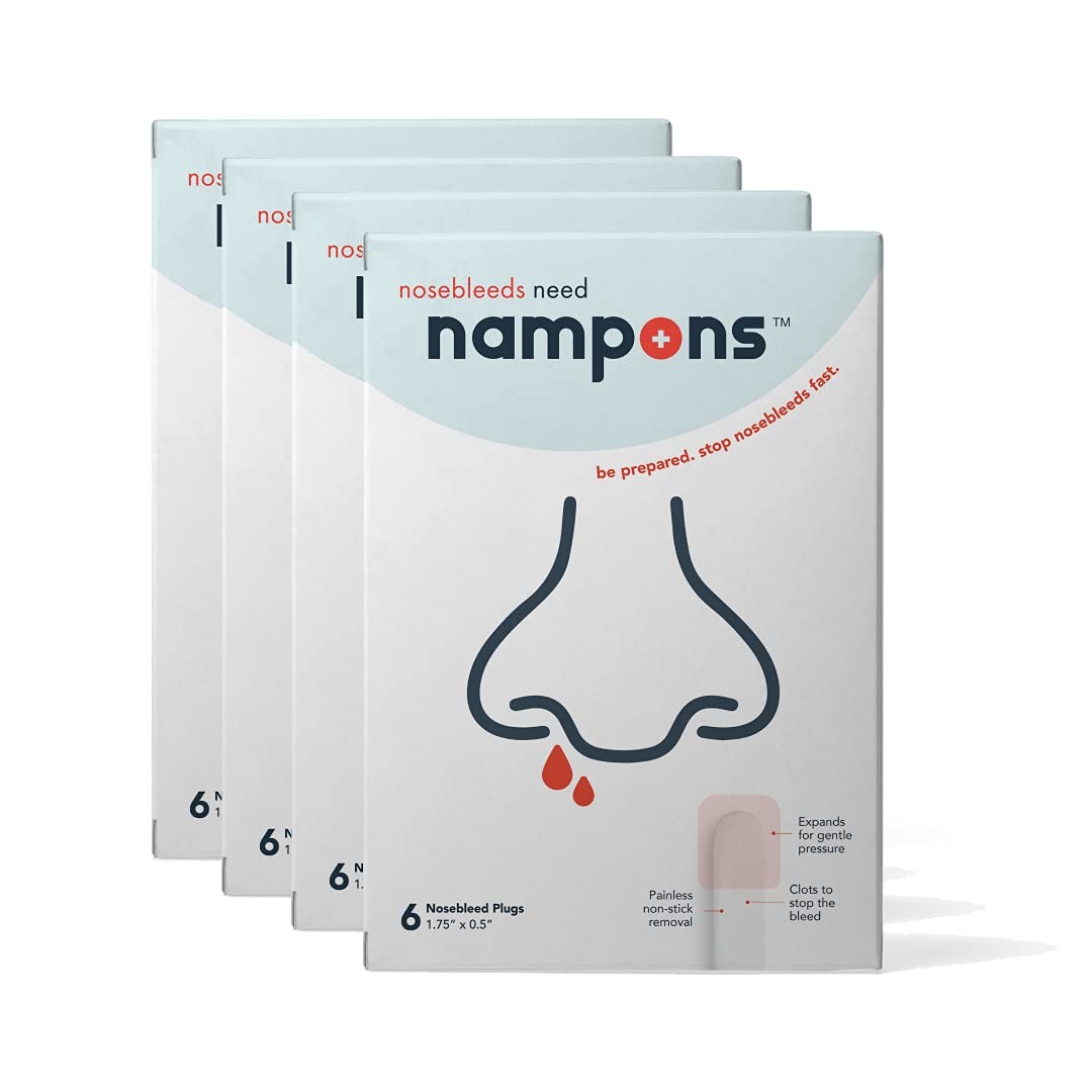 Nampons Nosebleed Plugs - 24 Ct with Clotting Agent, Fast Relief, Medical Grade