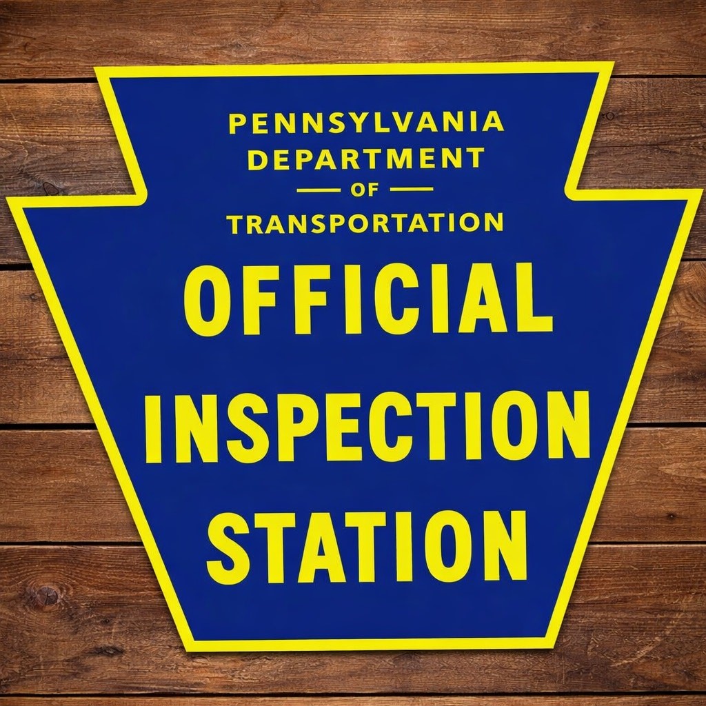 Pennsylvania Official Inspection Station Road Sign Department of Transportation
