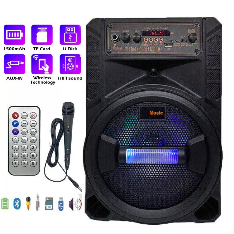 3000W Portable Bluetooth Speaker Sub Woofer Heavy Bass Sound System Party & Mic