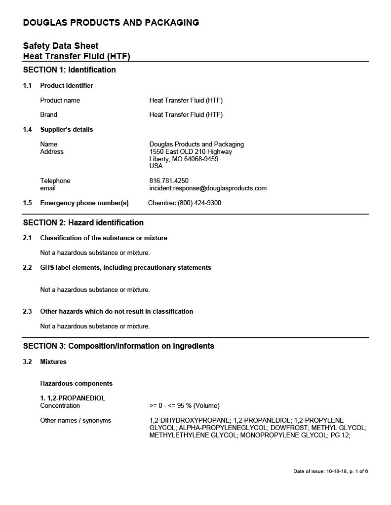 PROPYLENE GLYCOL FOR CHILLERS - 5 gallon