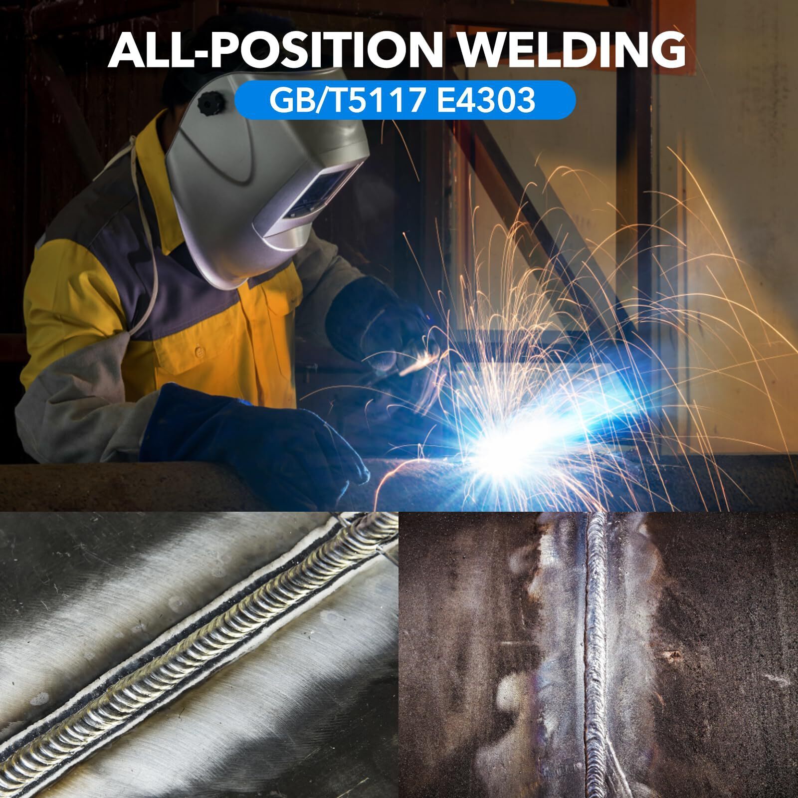 3/32" J422 Carbon Steel Welding Rods, Stick Electrodes for All Position, 1LB Pac