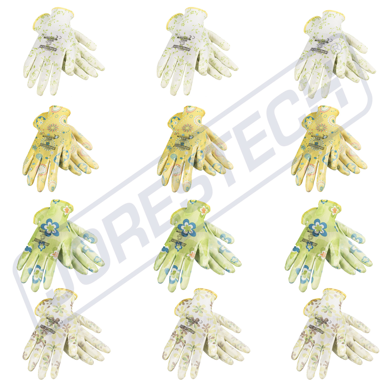 Garden Gardener Gardening Gloves Yard Nitrile Knit Wrist 12 pack Jorestech