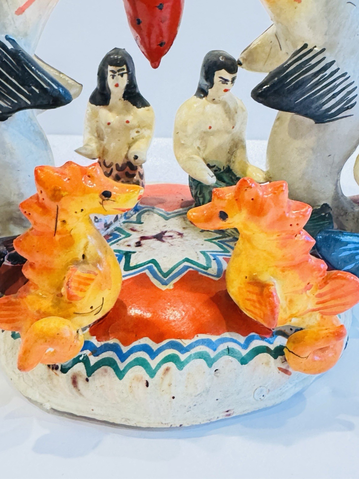 Vintage Mexican Tree of Life Pottery LARGE Mermaid Folk Art Arboles De Vida 12"