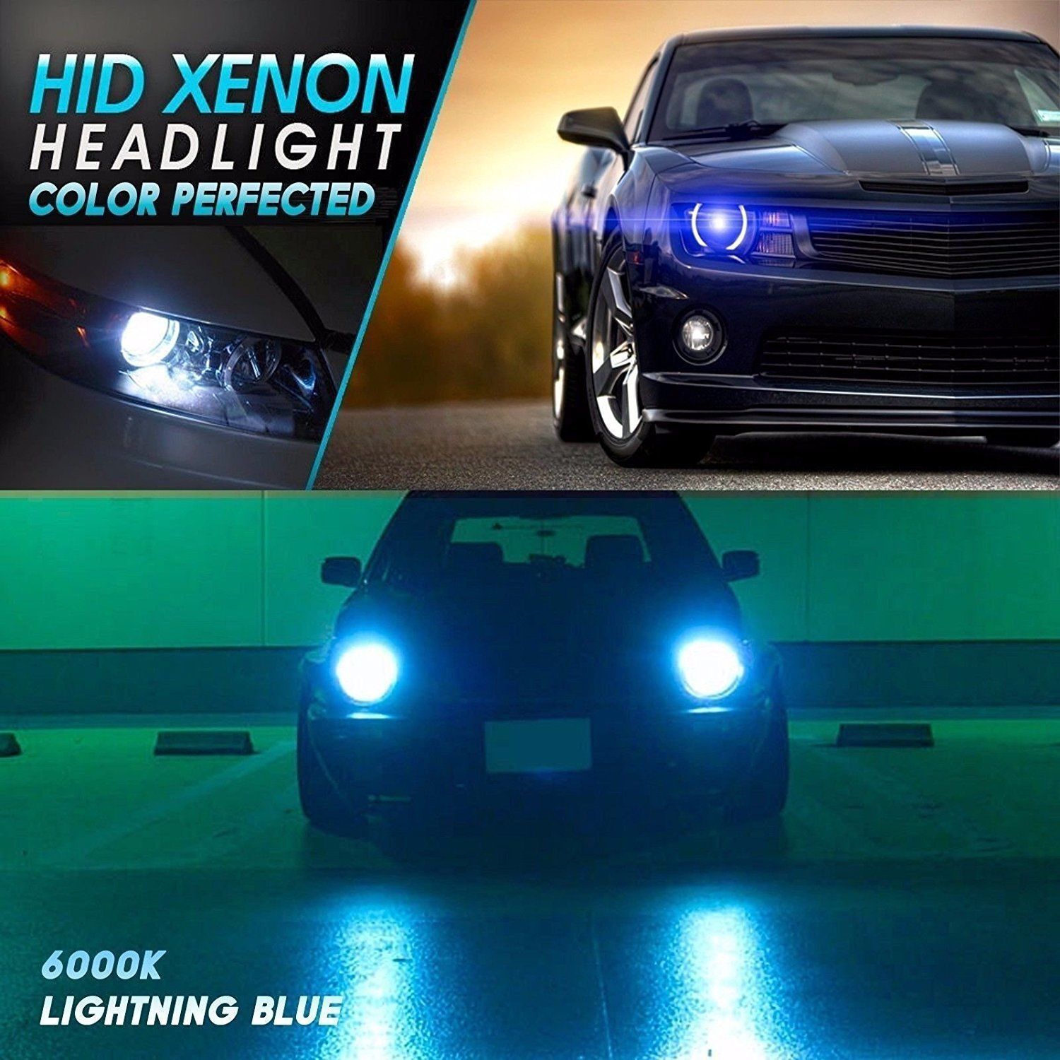 AC 55W HID Kit H4 H7 H11 H13 9003 9005 9006 9007 880 6000K Hi-Lo Bi-Xenon