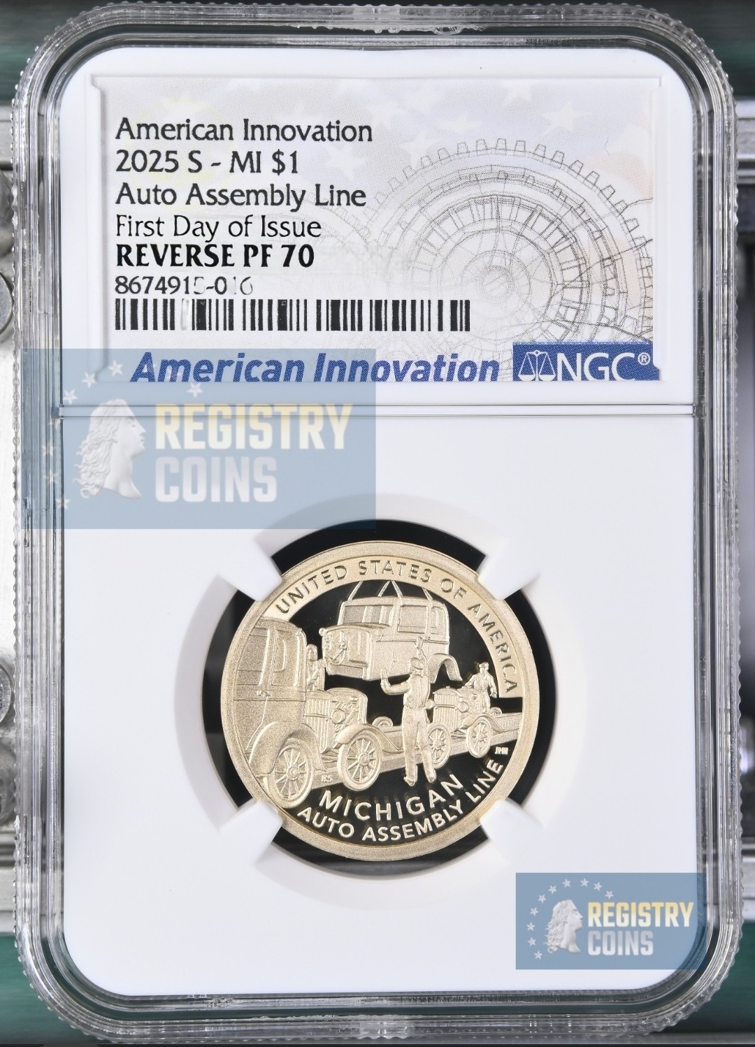 2025 S REVERSE PROOF AMERICAN INNOVATION TX FL AR MI NGC PF70 First Day Issue %