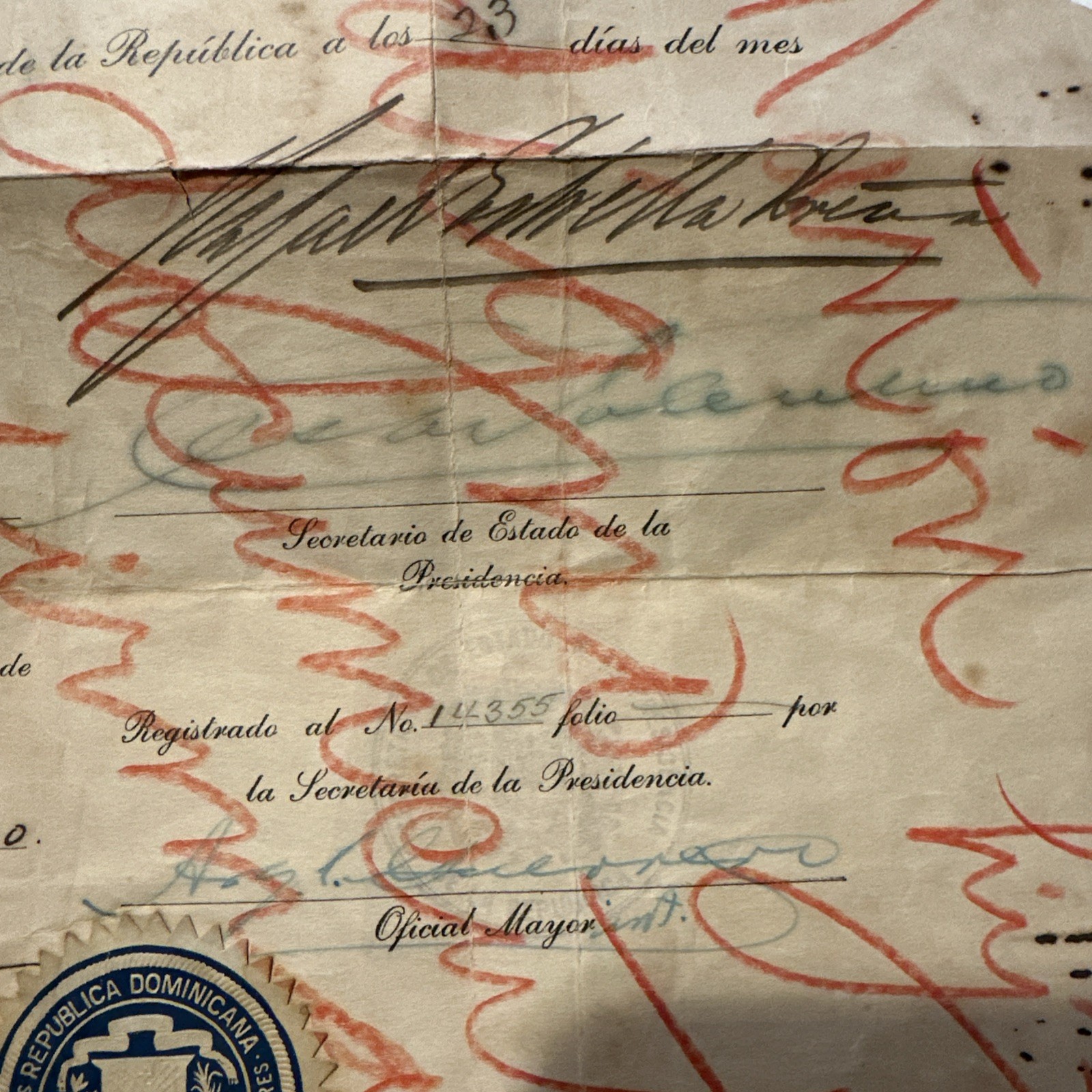 1930 Signed Document Rafael Estrella Ureña.