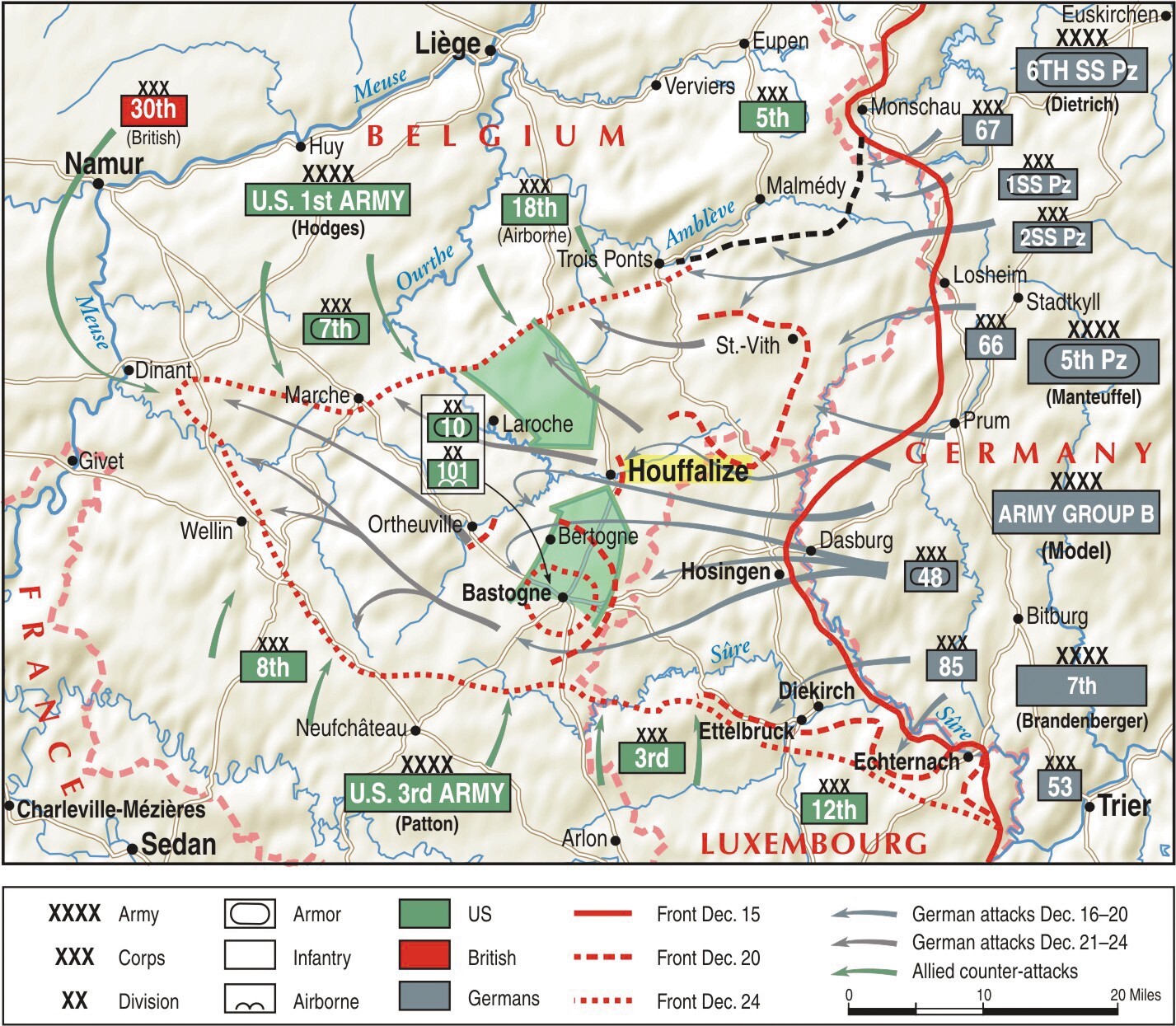 WWII Battle of the Bulge Bastogne Ardennes 1944-45 Military Gift Display COA
