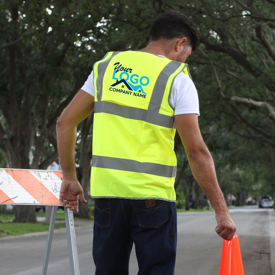 Pack of 10 Custom Hi-Vis Safety Vests – Full-Color Personalized Print