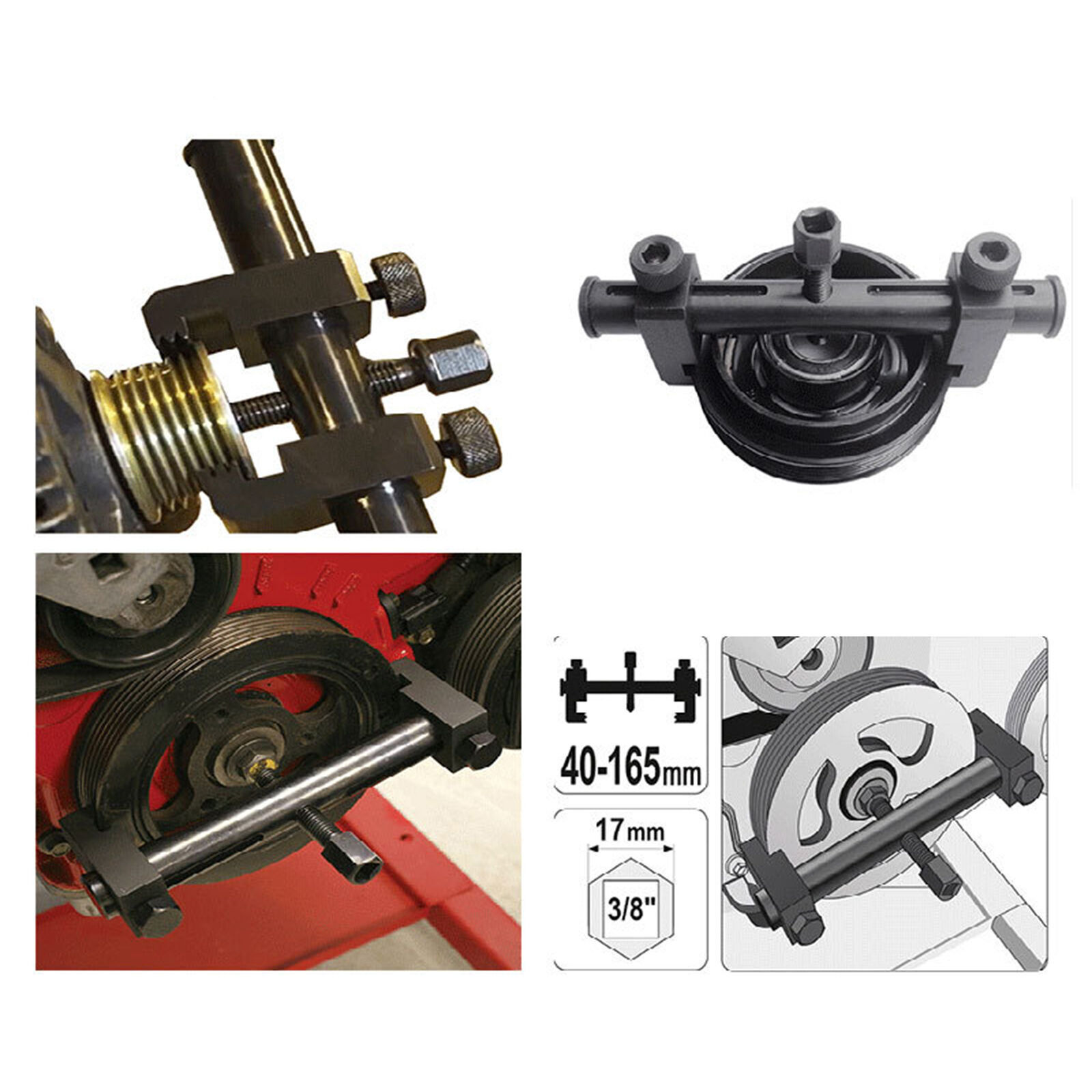 New 35mm -165mm Universal puller For Ribbed Drive Pulley Crankshaft Tool Remover