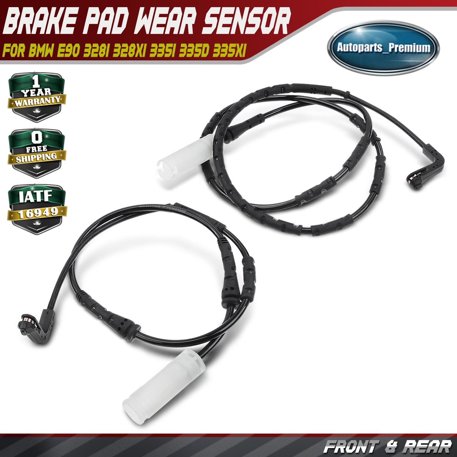 Front & Rear Disc Brake Pad Wear Sensor for BMW E90 328i 07-10 330i 335i 335d