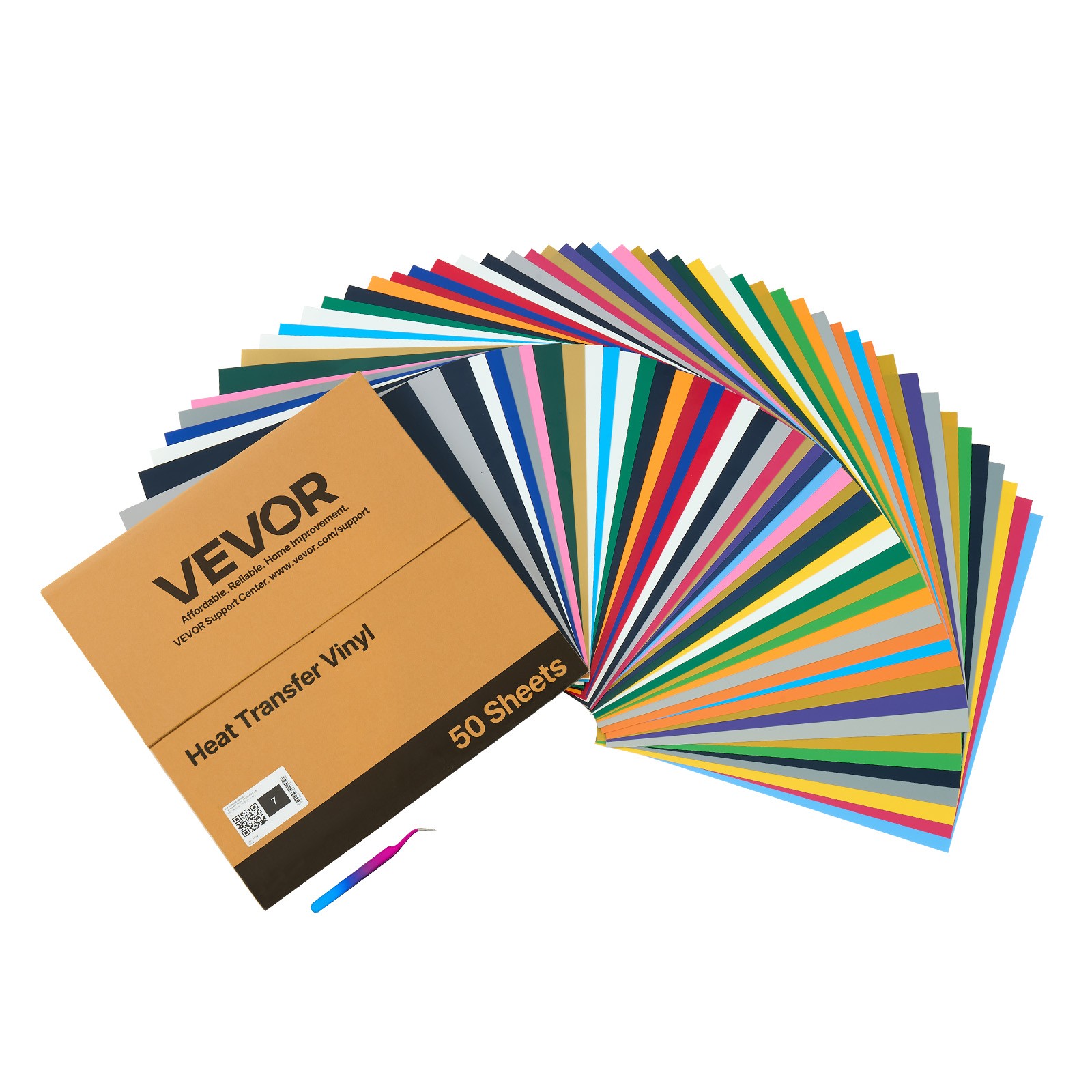 VEVOR Heat Transfer Vinyl HTV Iron on Vinyl Bundle 50 Pack 12 x 12 in Multicolor