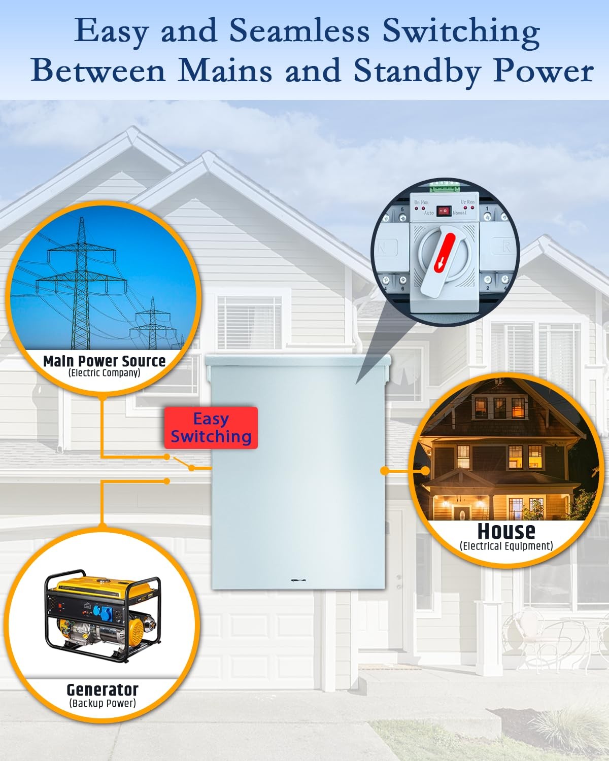 JACEPFY 125A Automatic Transfer Switch for Generator, 3P, 120/240V Dual...