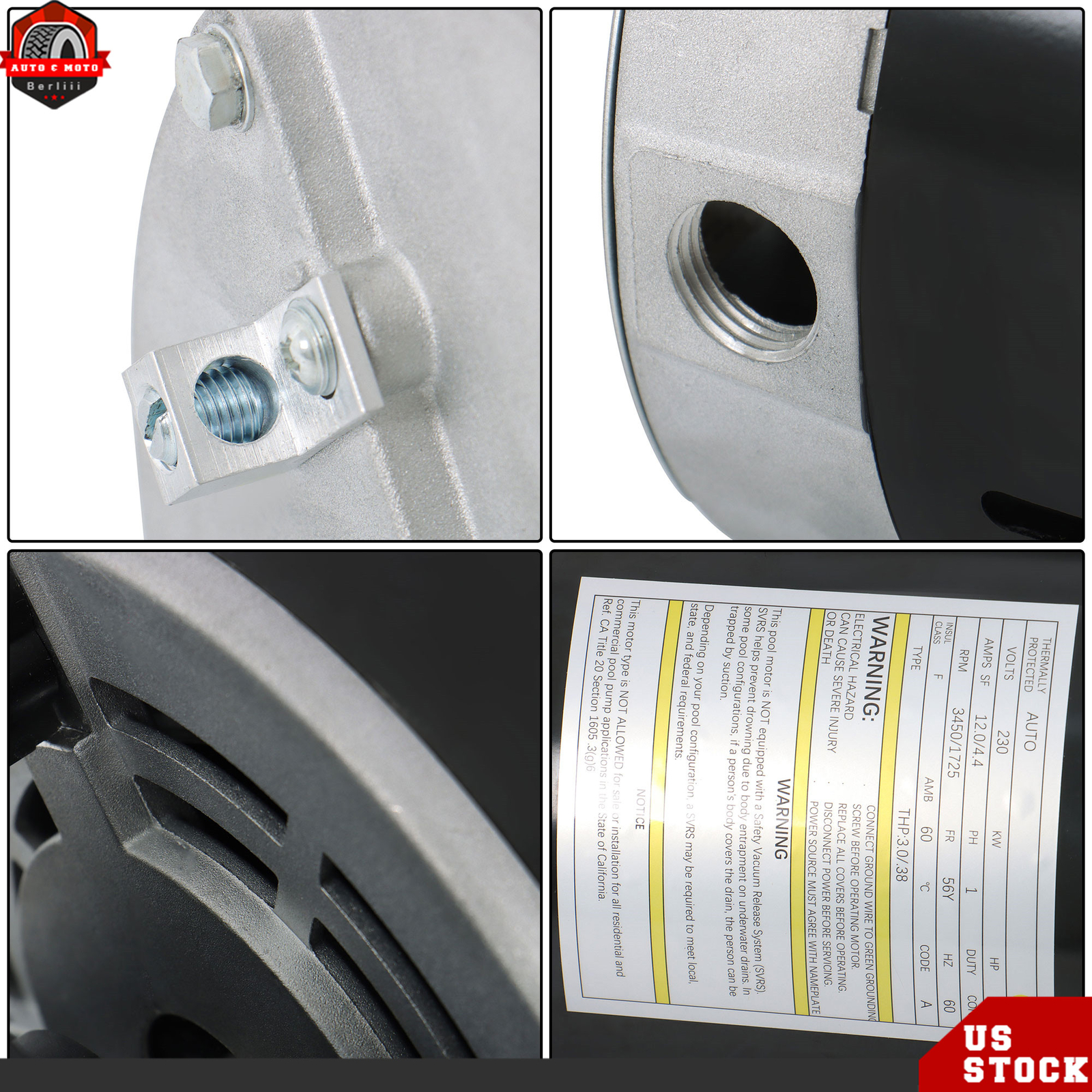 3721621-1D Plastics Executive 56 Frame 4 HP Spa Pump, 230-Volt Swimming Hot Tubs