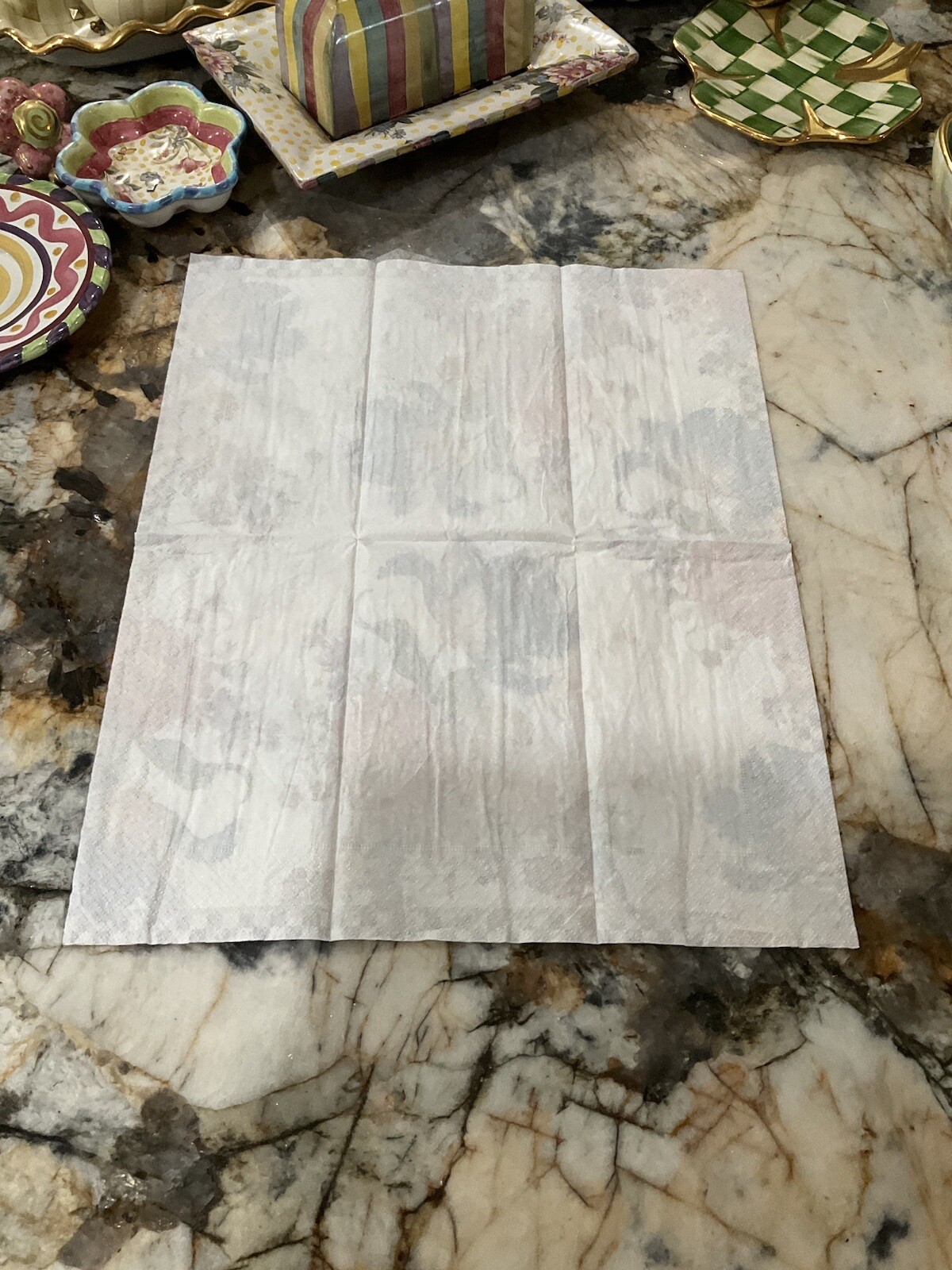 MacKenzie-Childs WHITE FLOWER MARKET Guest 1 Napkin for Decoupage.