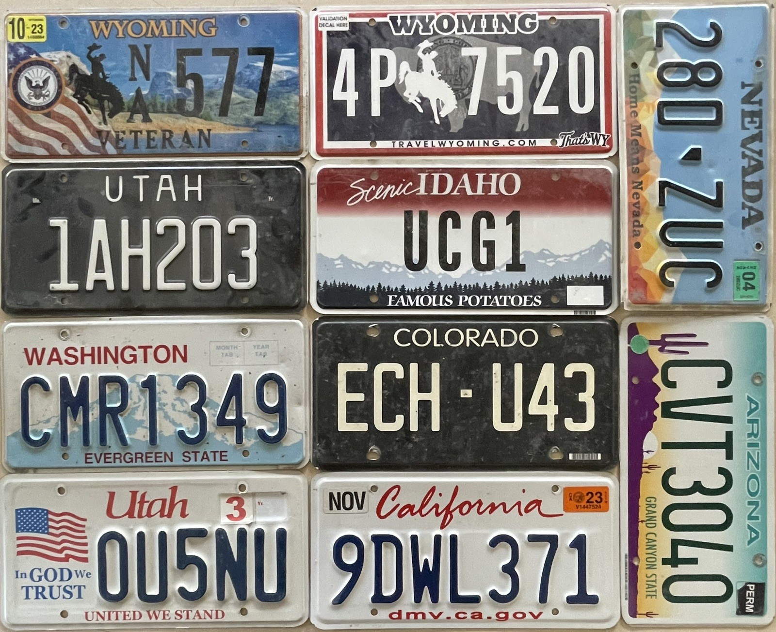 BULK LOT of 10, US mixed states License Plates NICE QUALITY. FAST SHIPPING!