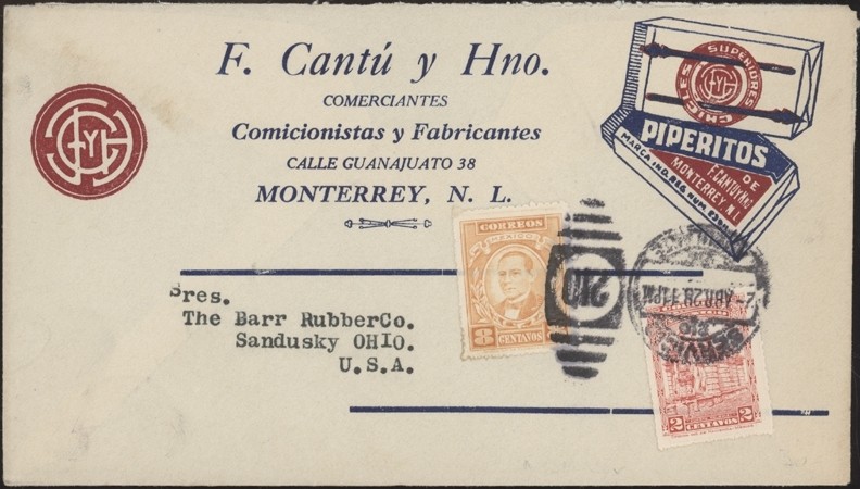 MEXICO, 1928. Advert. Cover 650, 666, Monterrey - Sandusky, OH