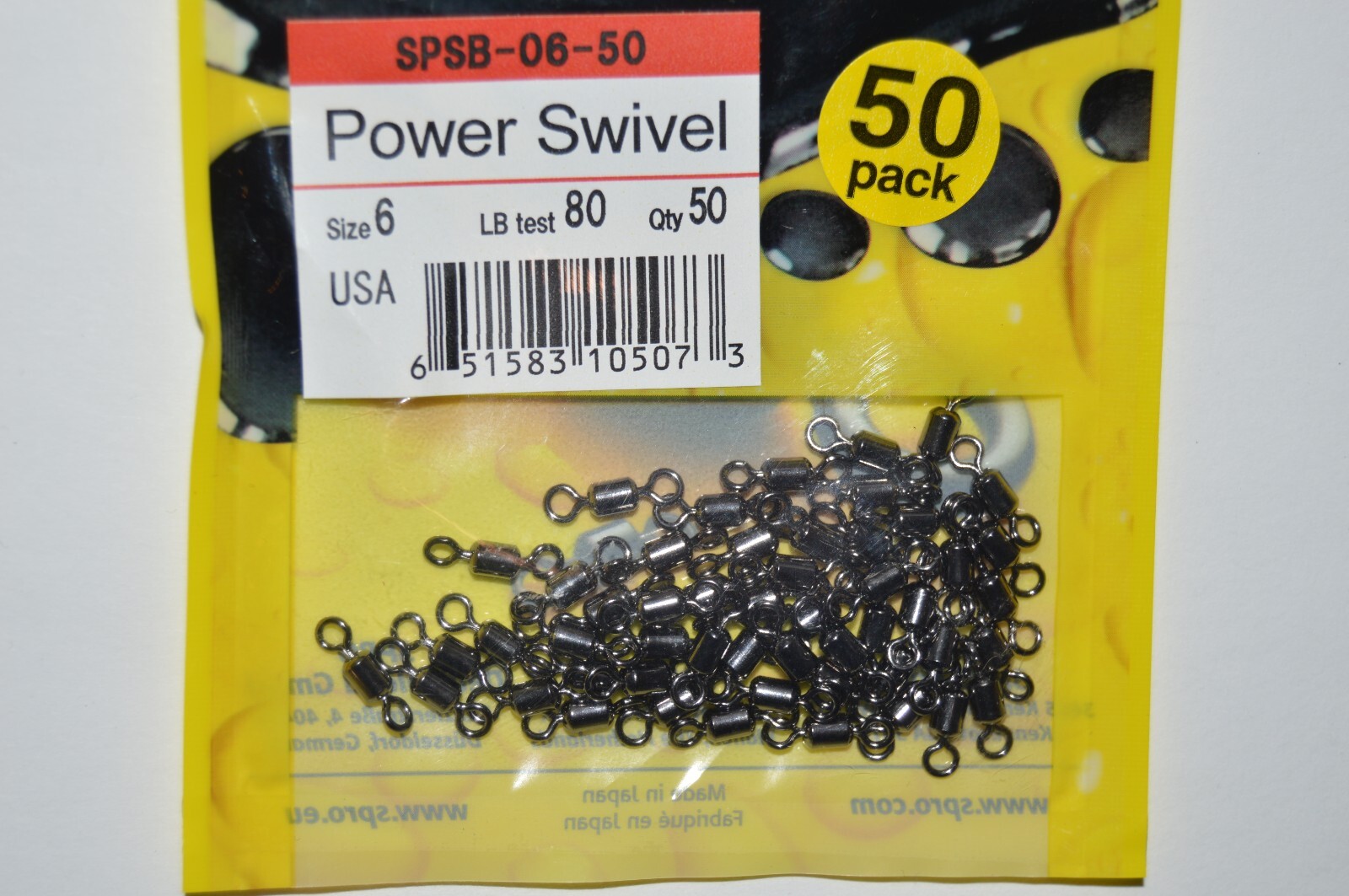 spro power swivel size 6 80lb test 50 per pack spsb-06-50