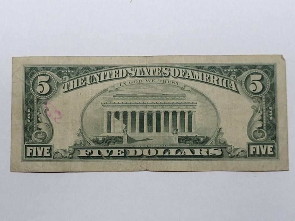 1963 RED Seal $5 United States Note CHEAP !!!