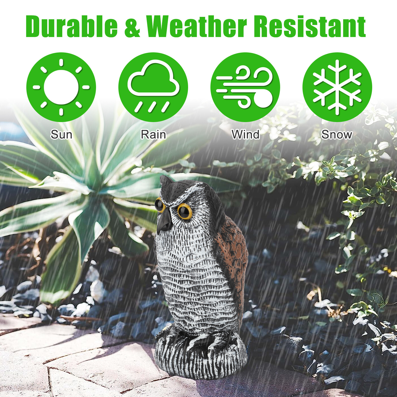 Owl Decoy Statue Protect Garden Yard Scare Birds Away Pigeon Repellent Scarecrow