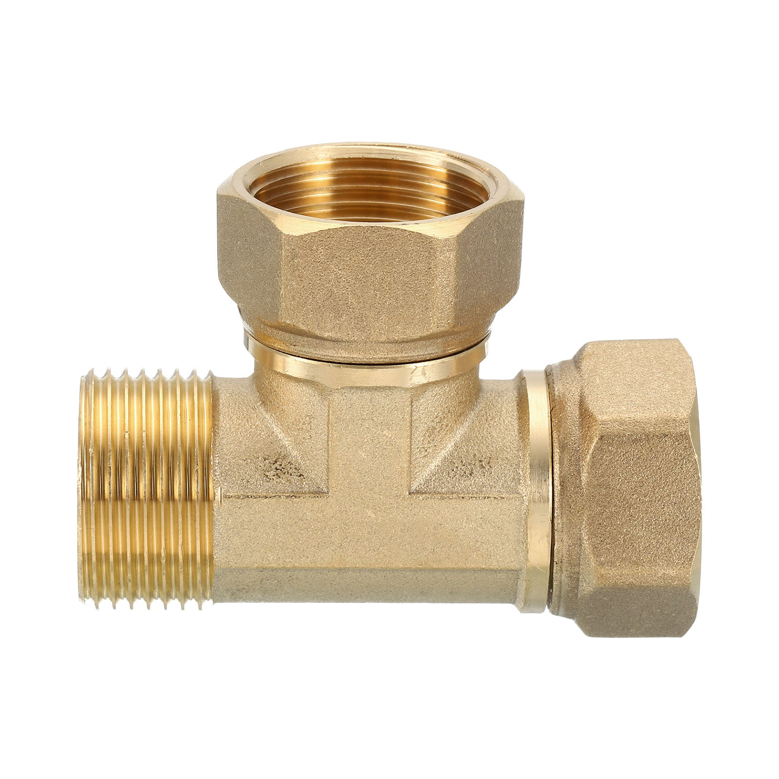 Brass Tee Swivel Pipe Fitting 3/4" 3 Way T-Connector Female x Female x Male