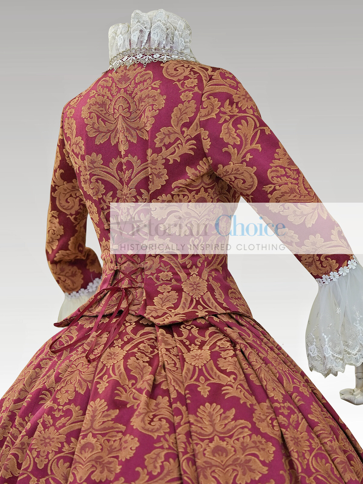 Georgian Bridgerton Queen Charlotte Victorian Brocade Ball Gown Period Dress 609