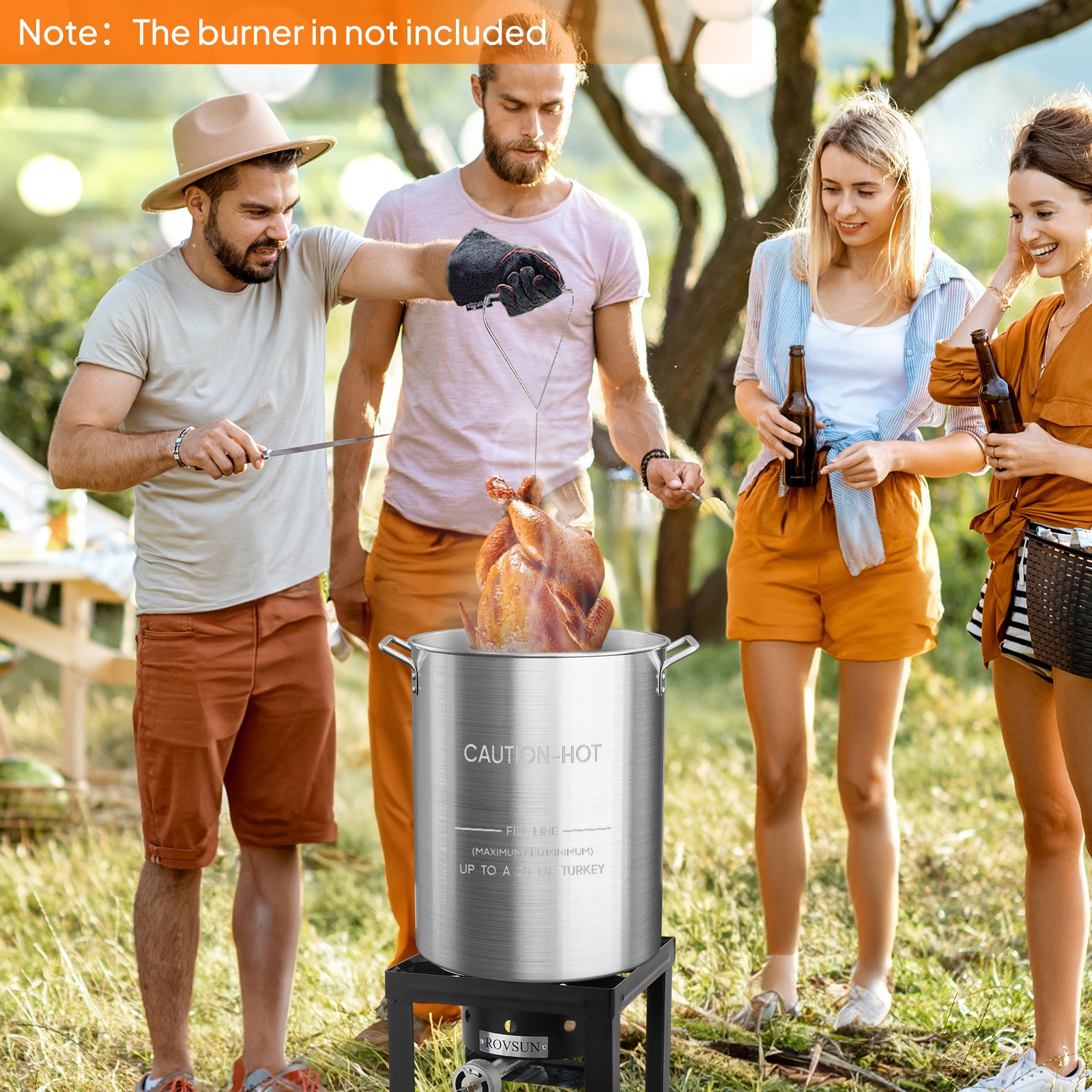 30 QT Aluminum Seafood Boil Pot with Strainer Basket, Lid, Hook for Boiling