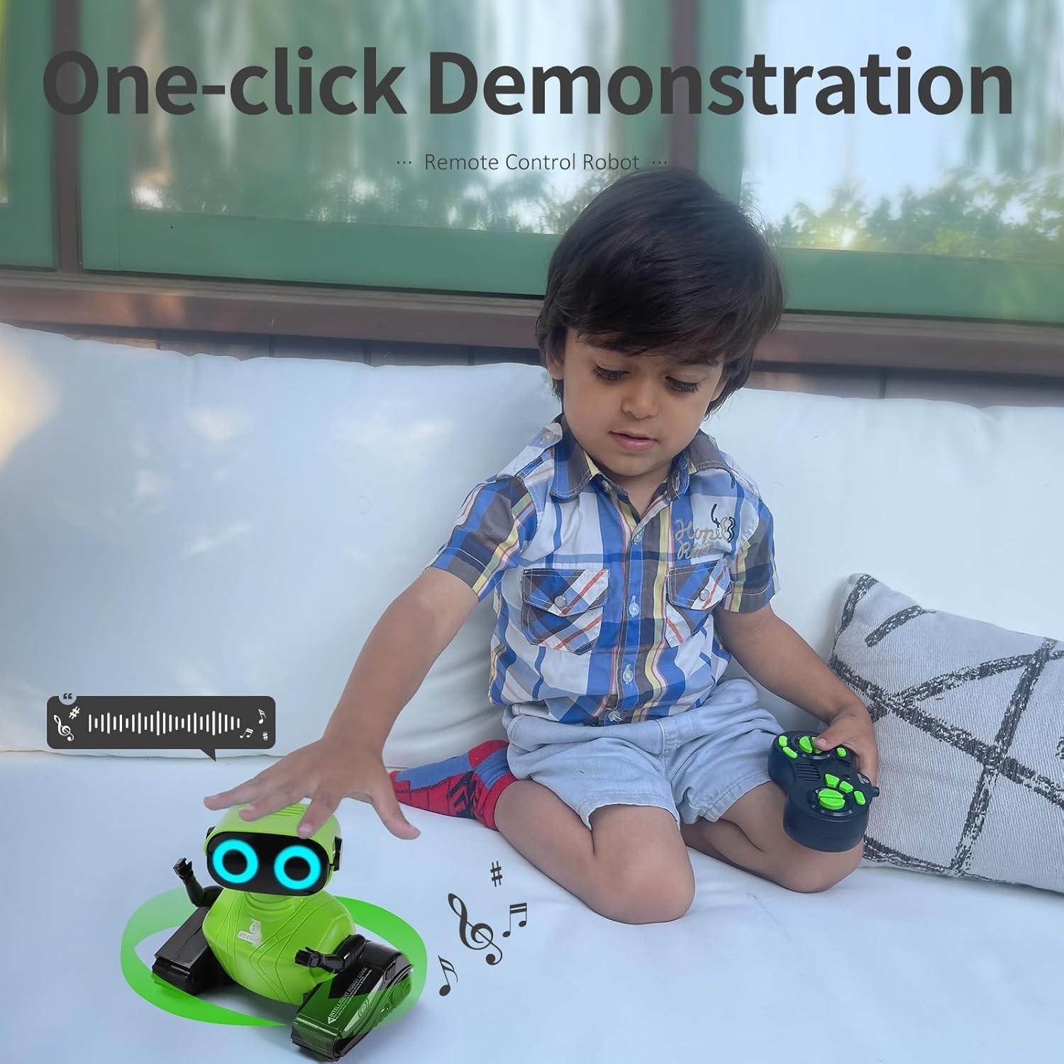 GILOBABY Robot Toy Remote Control RC Robots for Kids 3+ with LED Eyes GREEN, NEW