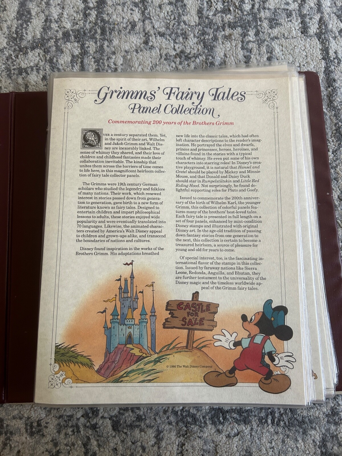 Walt Disney Grimm's Fairy Tales Panel Collection Postal Commemorative Society