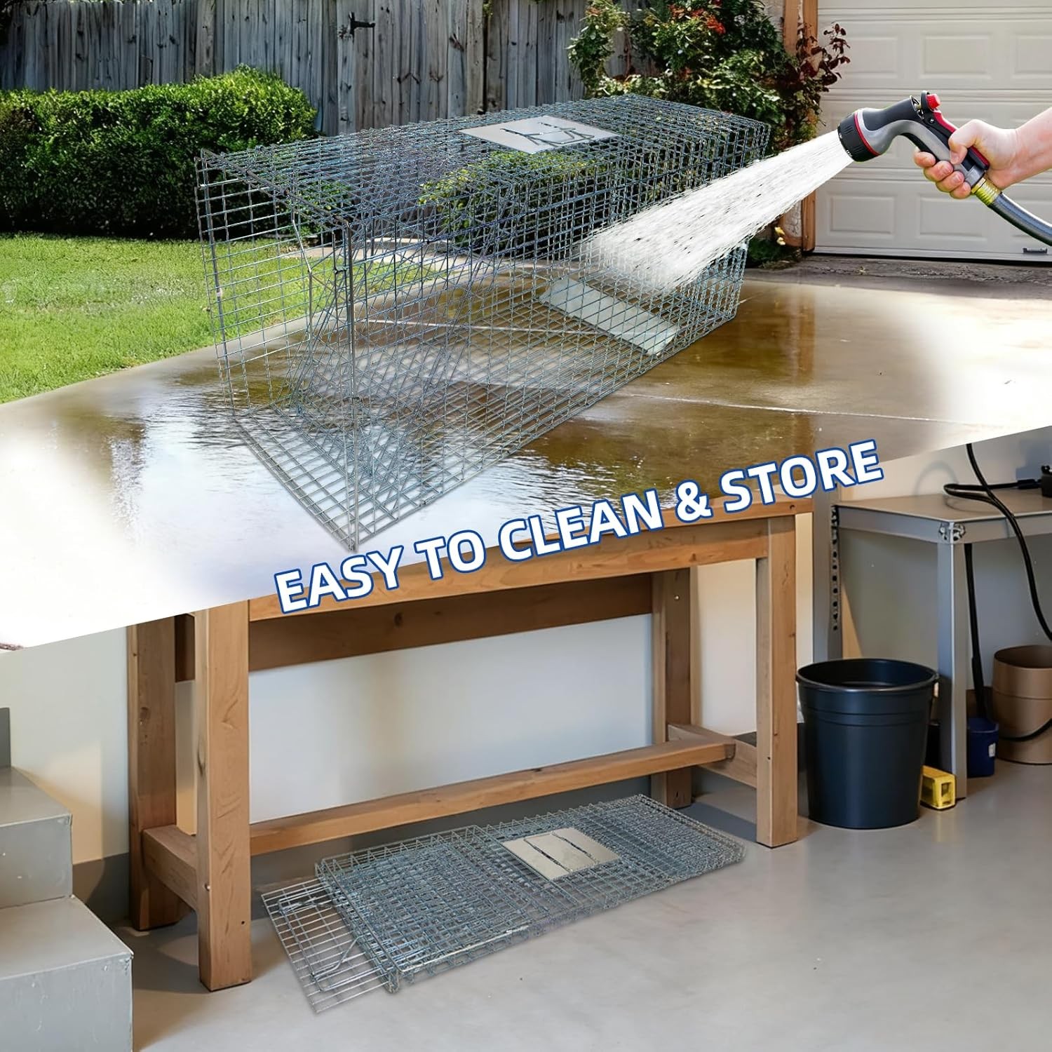 Live Animal Cage Trap 51"x17.4" x18.9" Humane Cat Trap Cats Squirrels Mouse New