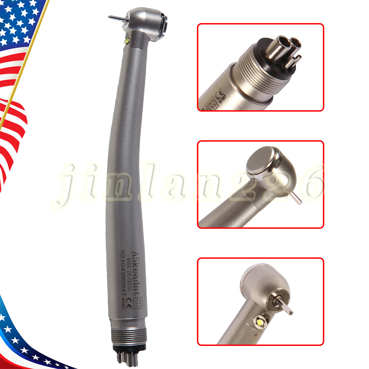 Pieza de mano alta velocidad de fibra óptica LED dental estilo NSK 4 agujeros