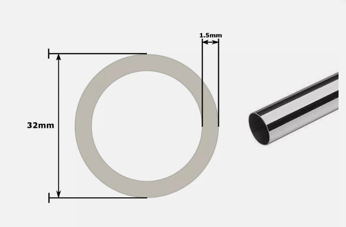1.25" Stainless Steel Round Pipe / Tube 304 GRADE OD =32mm Wall=1.5mm 300mm Long