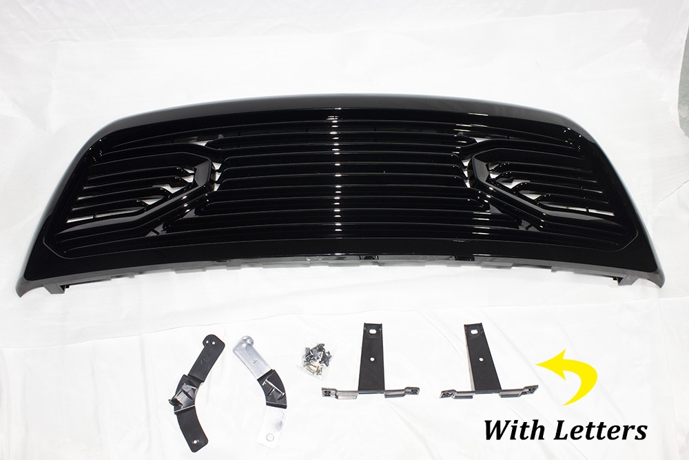 Front Grille For 2010-2018 Dodge Ram 2500 3500 Grill Mesh Gloss Black W/Letters