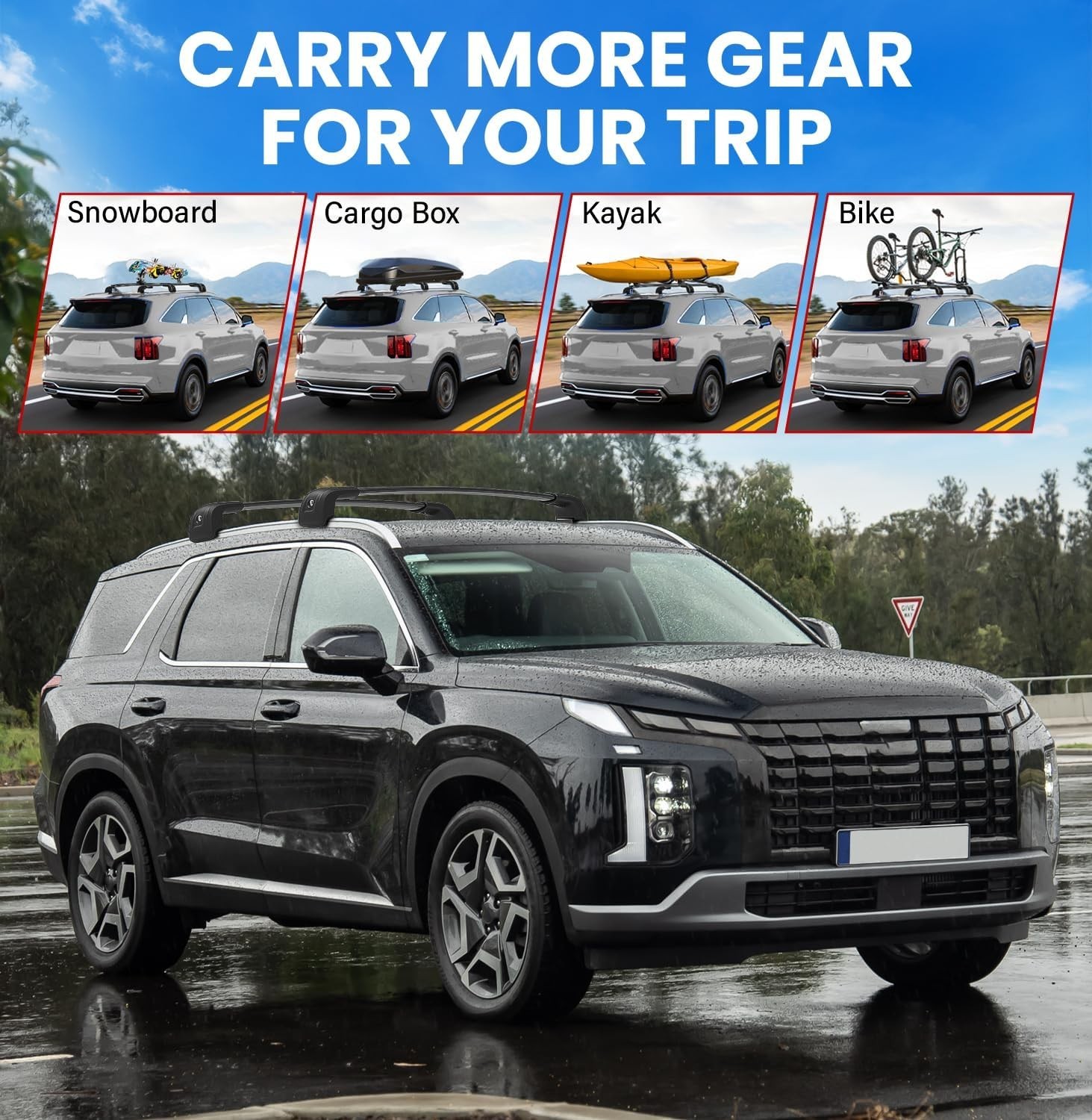 300lbs Roof Rack Cross Bars Compatible with Hyundai Palisade 2019-2... Fast Ship