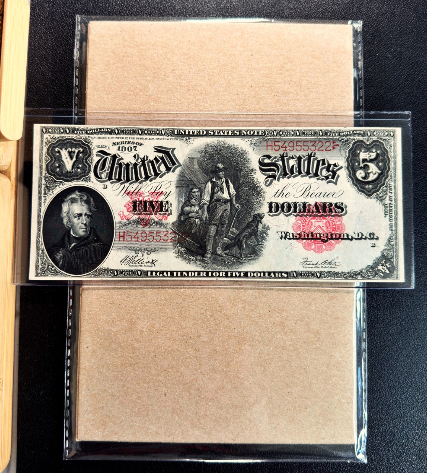 Fr. 90 1907 $5 Legal Tender "WOODCHOPPER" - XF Comment