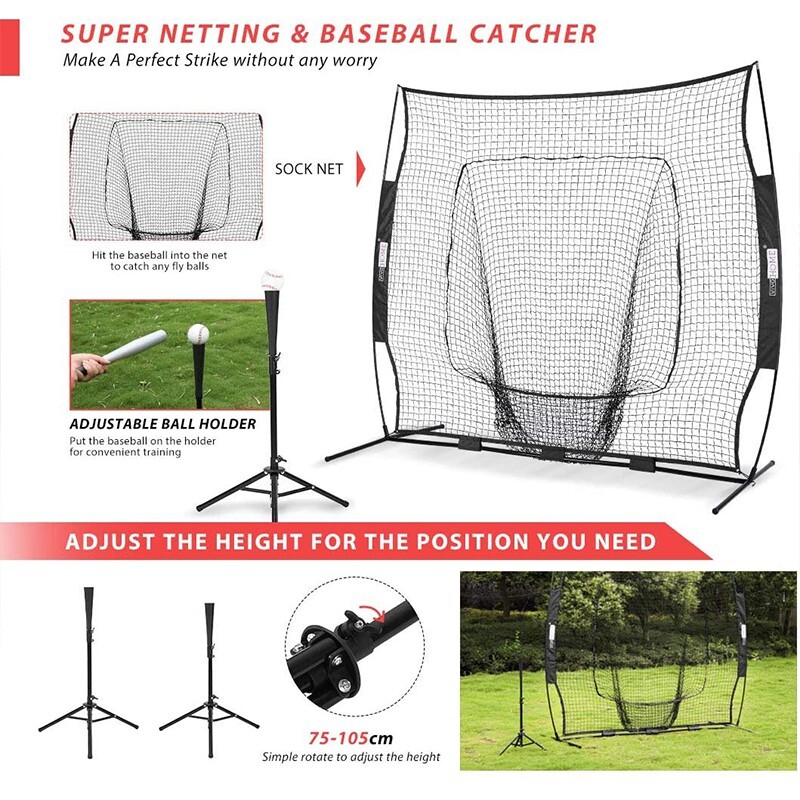 7x7 Baseball Practice Net Pitching Batting Hitting Strike Zone Softball Thrower