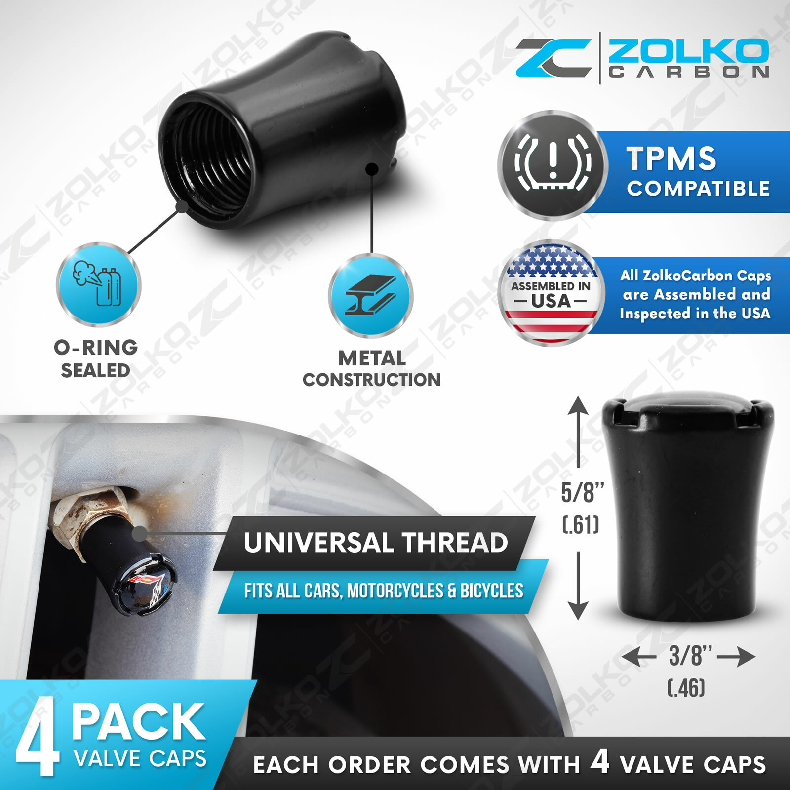 VALVE STEM CAPS WHEEL TIRE CHROME - US SELLER