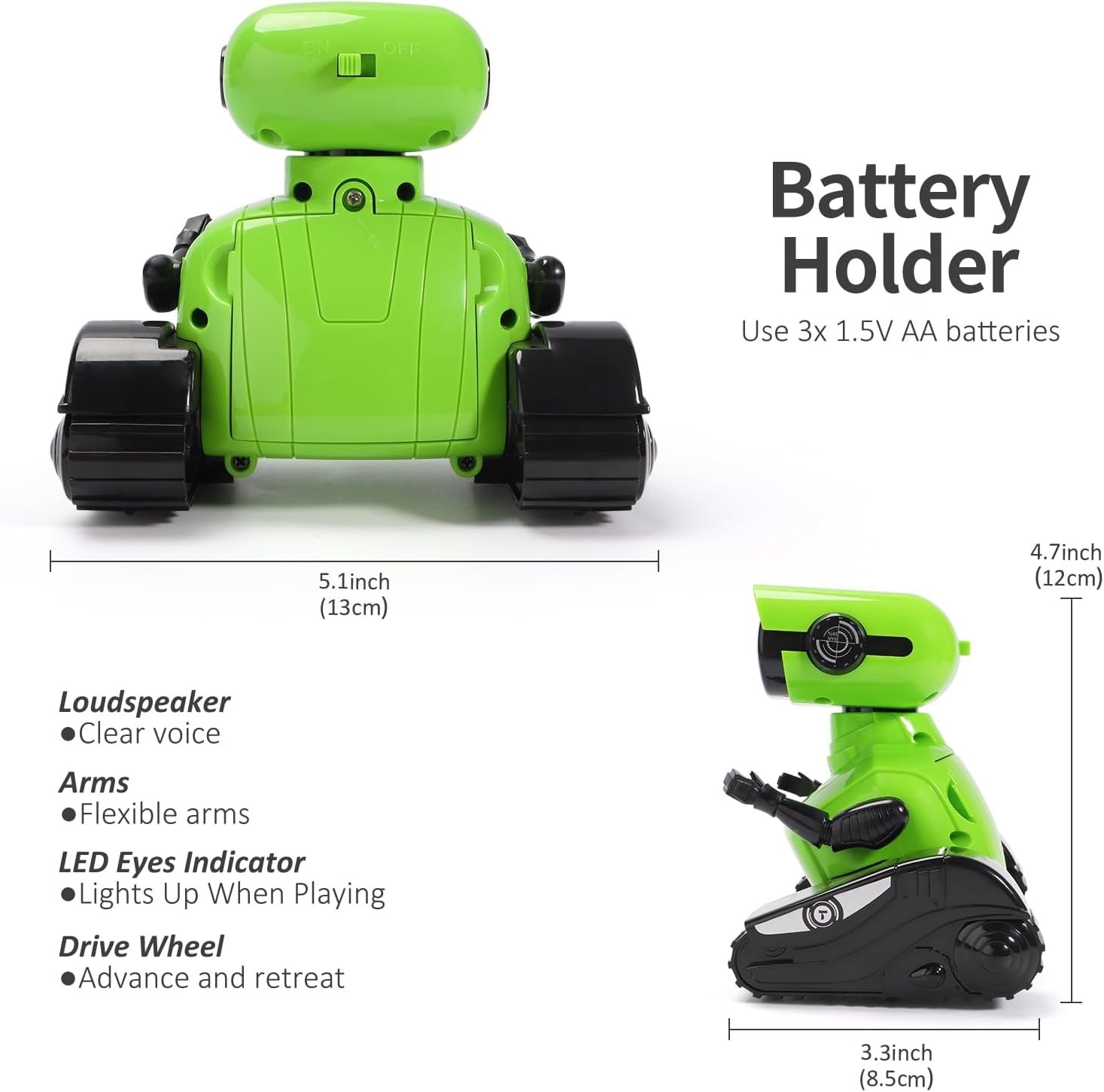 GILOBABY Robot Toy Remote Control RC Robots for Kids 3+ with LED Eyes GREEN, NEW