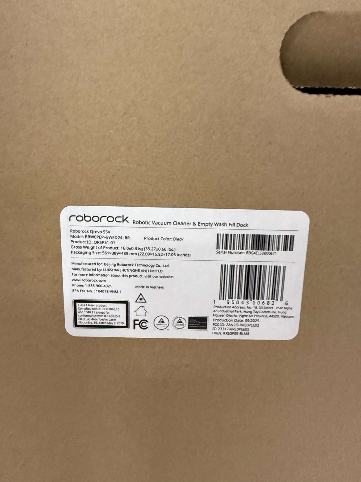 Roborock Qrevo S5V Robot Vacuum & Mop, Multifunctional Dock, Black