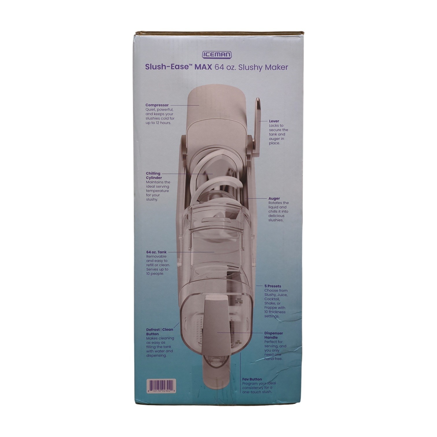 Iceman Slush-Ease Slushy Maker with Customizable Thickness, 64oz, White