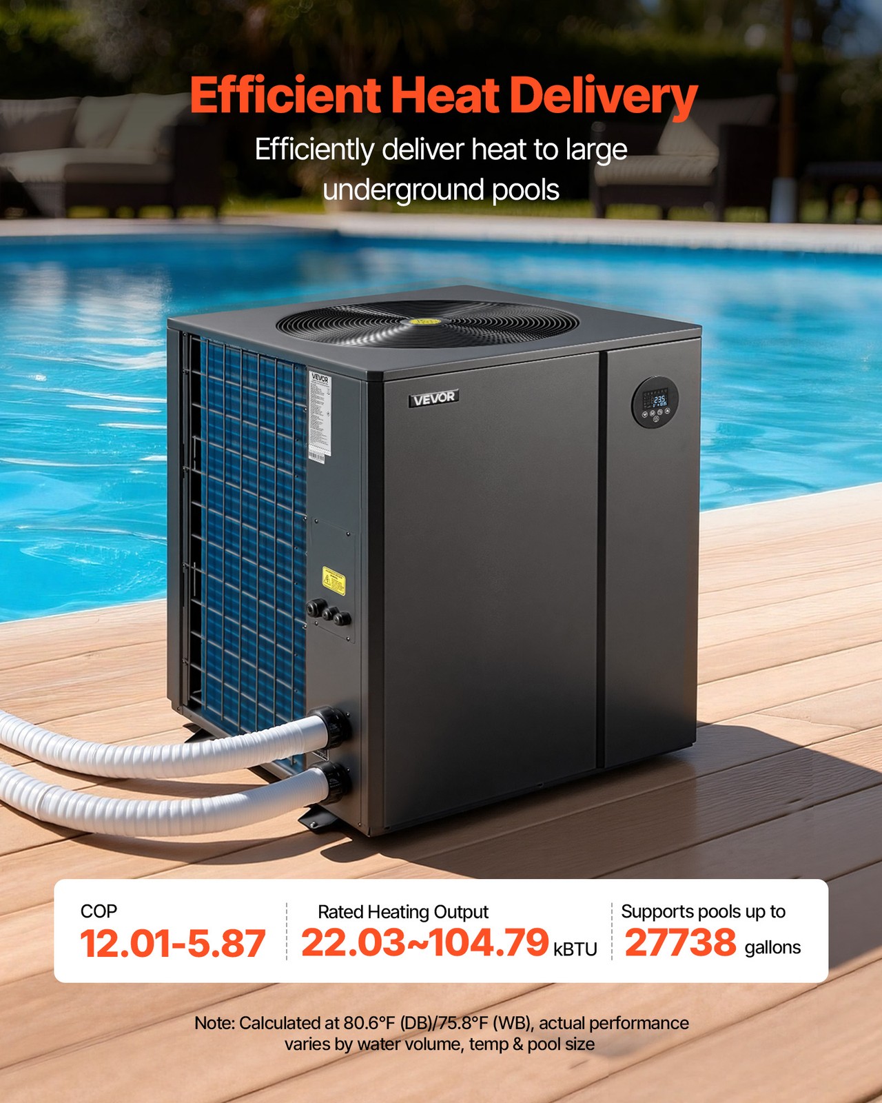 VEVOR 104790 BTU Pool Heat Pump Electric Heater for In-Ground All-DC Inverter