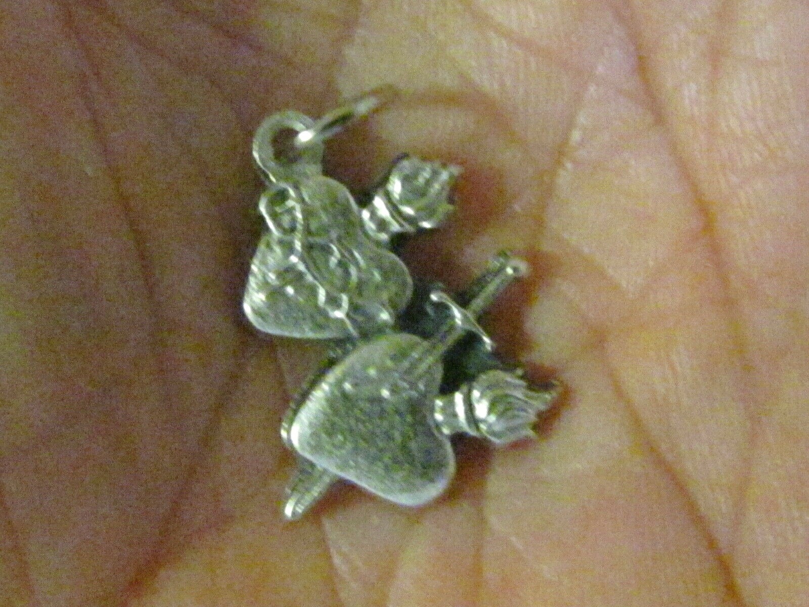 Sacred Immaculate Heart of Jesus Mary double Medal charm pendant Silver Tone