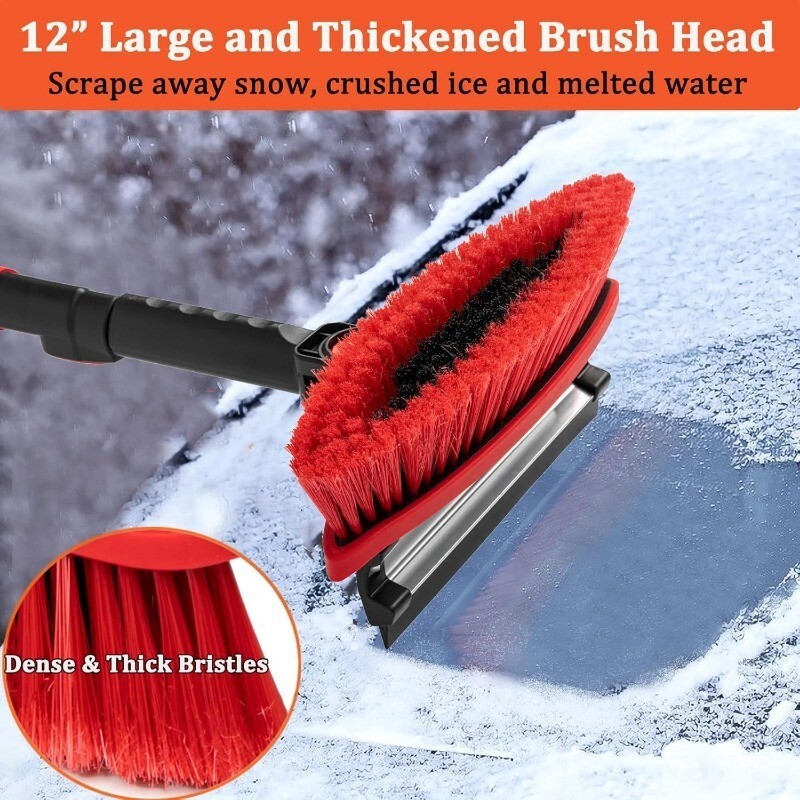 5-in-1 Ice Scraper with Snow Brush for Car Windshield Upgraded Extendable